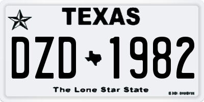TX license plate DZD1982