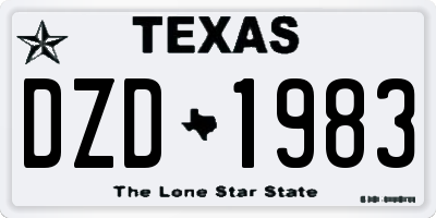 TX license plate DZD1983