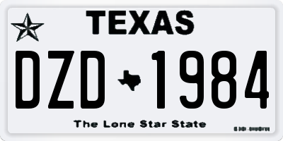 TX license plate DZD1984