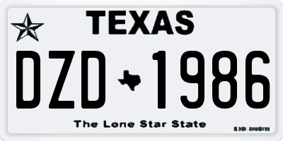 TX license plate DZD1986