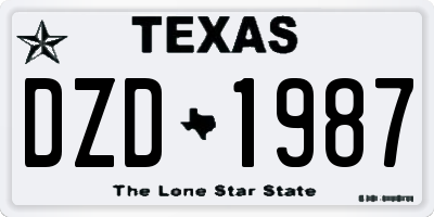 TX license plate DZD1987