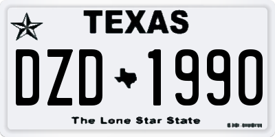 TX license plate DZD1990