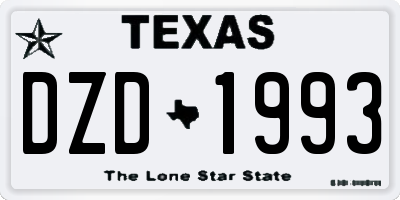 TX license plate DZD1993