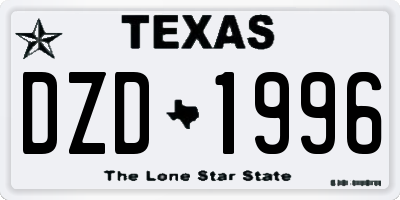 TX license plate DZD1996