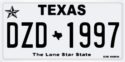 TX license plate DZD1997
