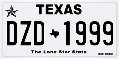 TX license plate DZD1999