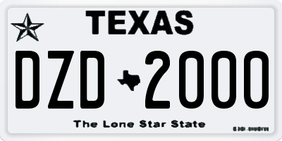 TX license plate DZD2000