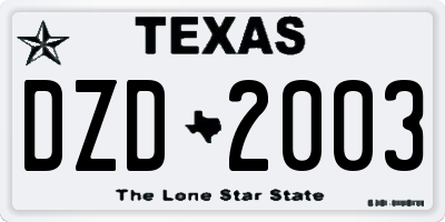 TX license plate DZD2003