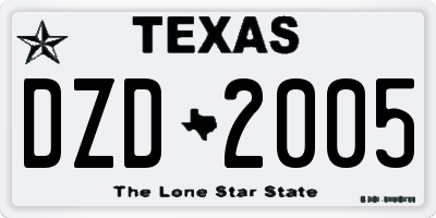 TX license plate DZD2005