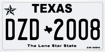 TX license plate DZD2008