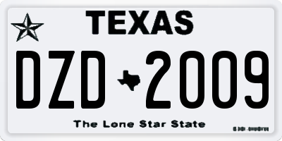 TX license plate DZD2009