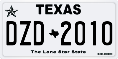 TX license plate DZD2010