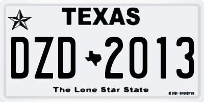 TX license plate DZD2013