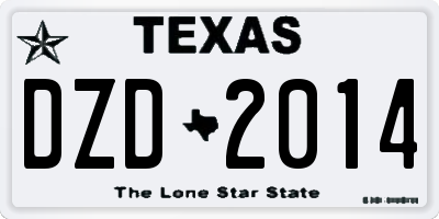 TX license plate DZD2014