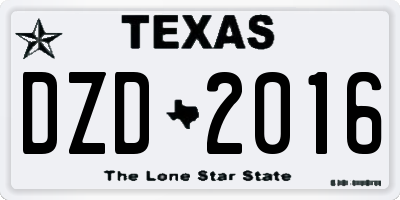 TX license plate DZD2016