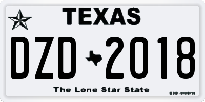 TX license plate DZD2018