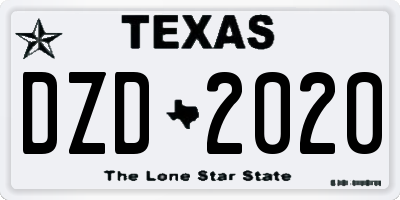 TX license plate DZD2020