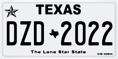 TX license plate DZD2022