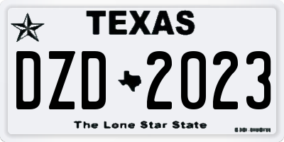 TX license plate DZD2023