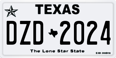 TX license plate DZD2024