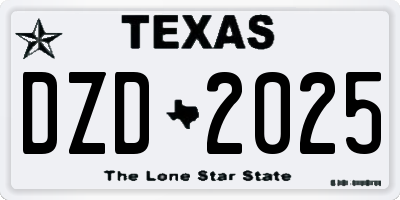 TX license plate DZD2025