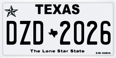 TX license plate DZD2026