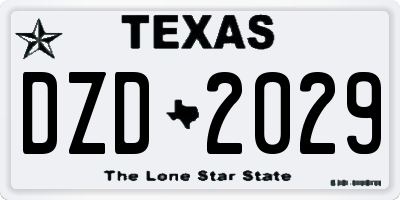 TX license plate DZD2029