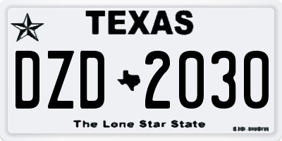 TX license plate DZD2030