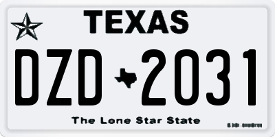 TX license plate DZD2031