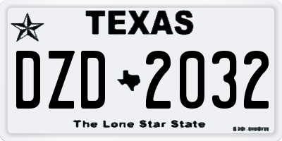 TX license plate DZD2032