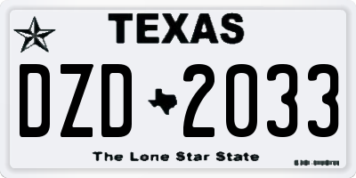 TX license plate DZD2033