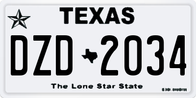 TX license plate DZD2034