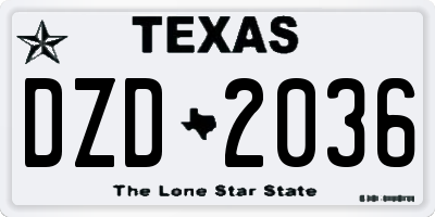 TX license plate DZD2036