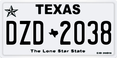 TX license plate DZD2038