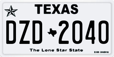 TX license plate DZD2040
