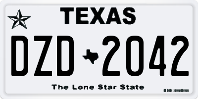 TX license plate DZD2042