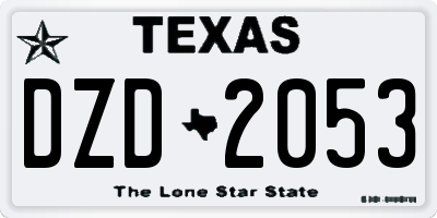 TX license plate DZD2053