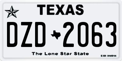 TX license plate DZD2063