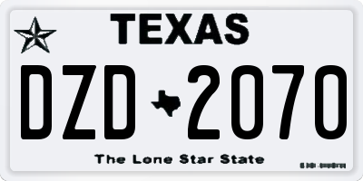 TX license plate DZD2070