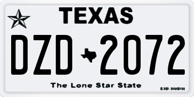 TX license plate DZD2072