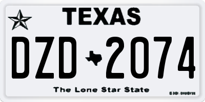 TX license plate DZD2074