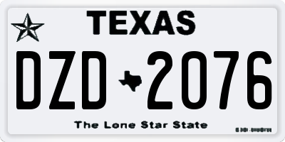 TX license plate DZD2076