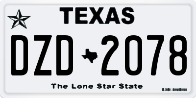 TX license plate DZD2078
