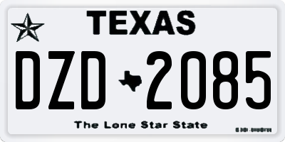TX license plate DZD2085