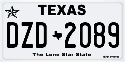 TX license plate DZD2089