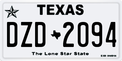 TX license plate DZD2094
