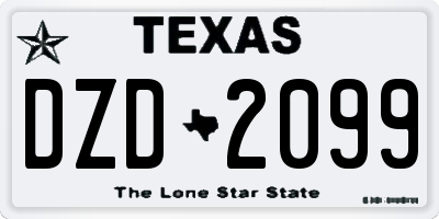 TX license plate DZD2099
