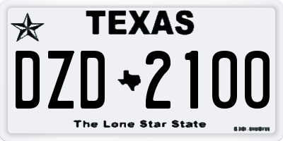TX license plate DZD2100