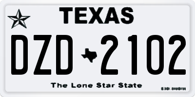 TX license plate DZD2102