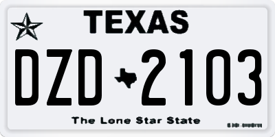 TX license plate DZD2103